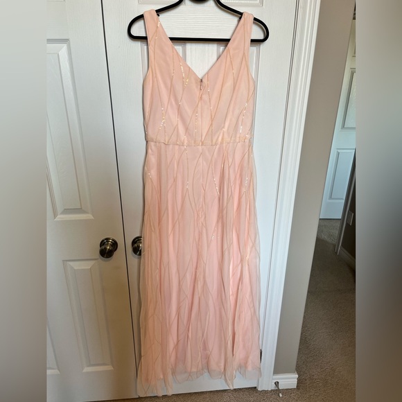Bill Levkoff Sequin Mesh V-Neck Wedding Bridesmaid Prom Dress Size 12 - Picture 3 of 16